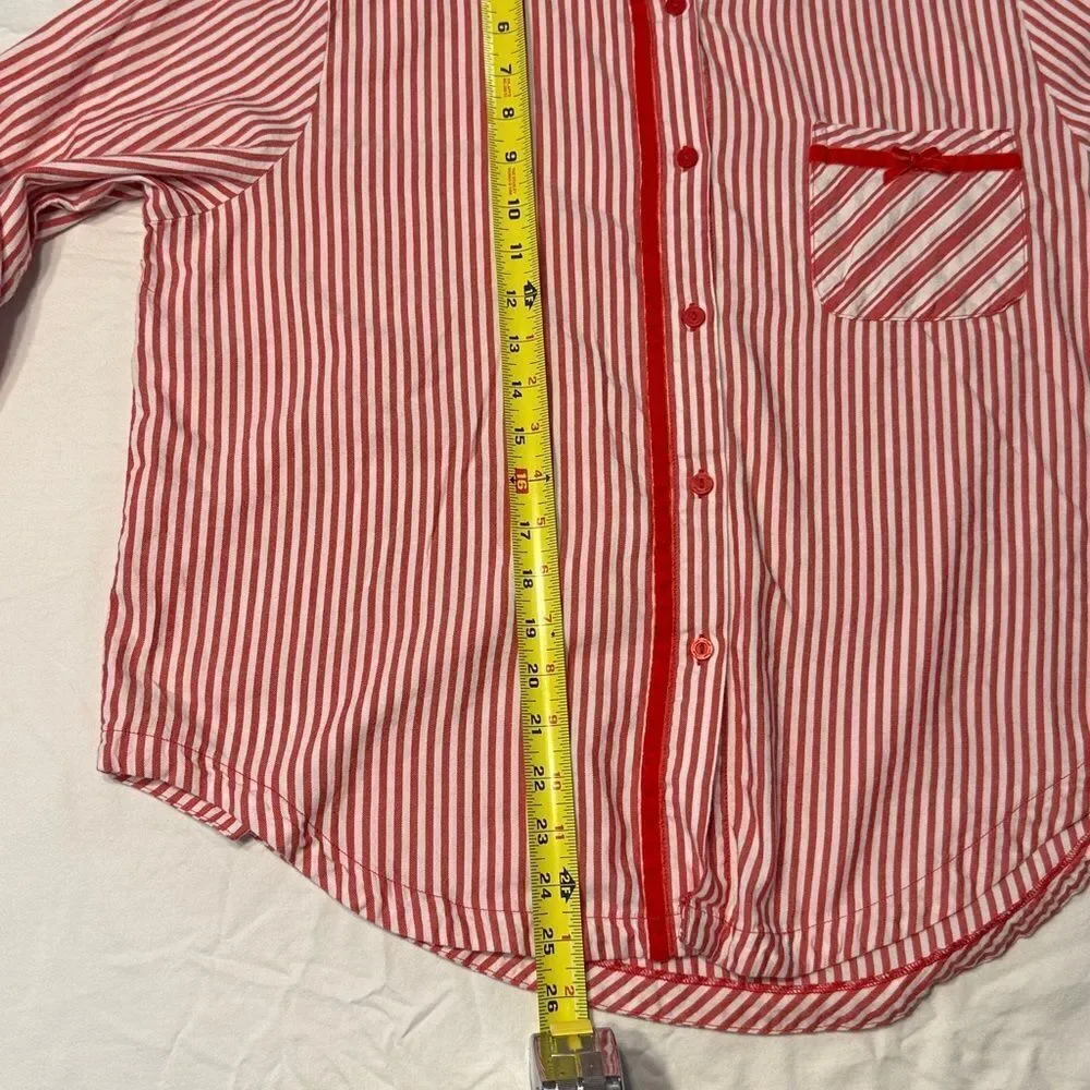 PINK Victoria's Secret Red and White Striped Pajama Top